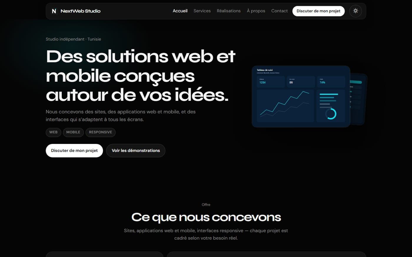 Capture de NextWeb Studio